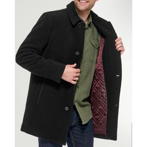 Cole Haan Men's Classic Fit Car Coat with Faux-Leather Trim Charcoal Grey XL NWT